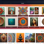 **A vibrant digital art marketplace interface:** Showcasing diverse artworks (paintings, sculptures, digital art) with easy navigation and secure payment icons. The style should be modern and inviting, emphasizing accessibility and a wide range of artistic options. Include AI elements like a personalized recommendation section.